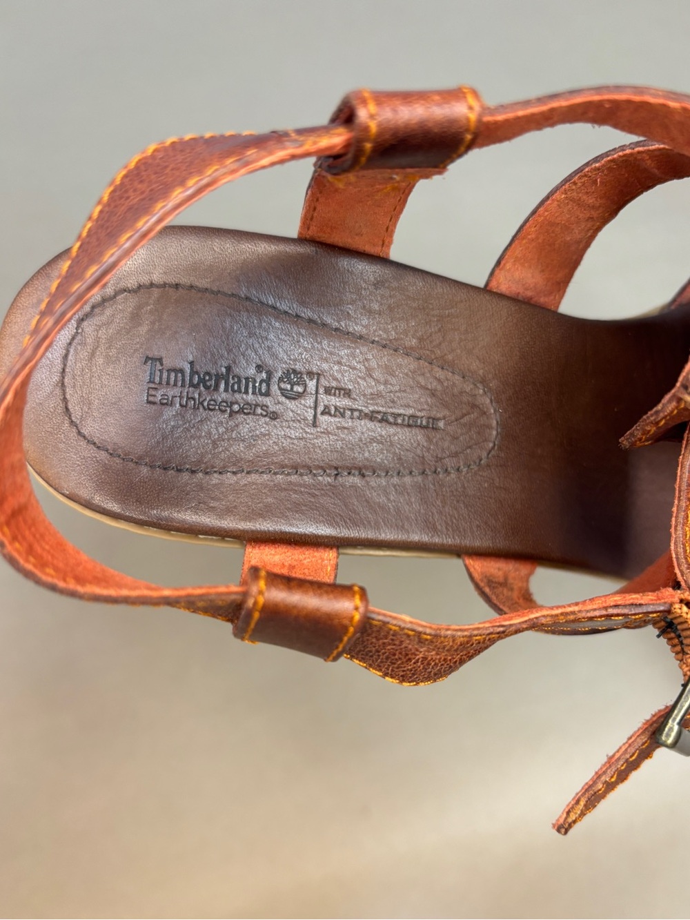 Timberland Brown Leather Open-Toe Wedge Sandals - Picture 4 of 5